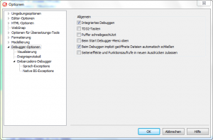 Delphi 2010 Debug-Optionen