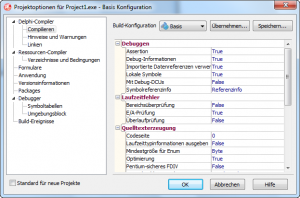 Delphi 2010 Projektoptionen